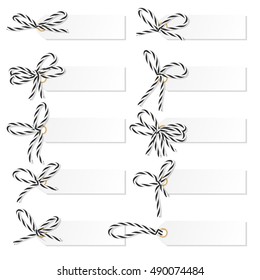 Label set with bakers twine bows