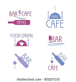Label set for bar and cafe. Colorful label set.