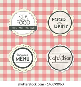 Label set for cafe and restaurant menu design. Vector illustration