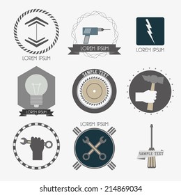 label set of construction and vector icons