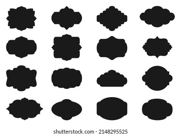 Label set, flat style. Contour frame for text, sale info, certificate, blank. Empty sticker template for pack. Outline retro border design. Decorative vintages frames for labels and invitation cards