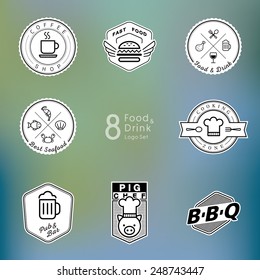 label set of food and drink, logo from line icon