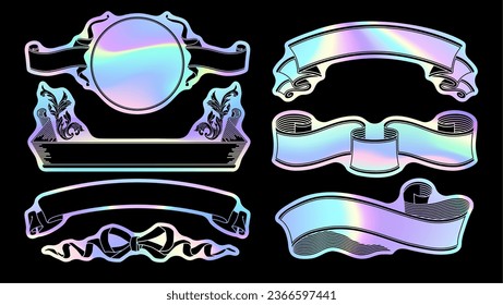 Label set with horizontal hologram sticker design.It is vector data that is easy to edit.
