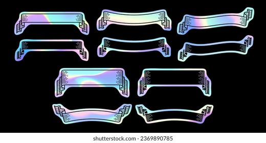 Label Set mit horizontalem Hologramm Aufkleber Design.Es ist Vektordaten, die leicht zu bearbeiten.