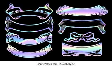 Label set with horizontal hologram sticker design.It is vector data that is easy to edit.