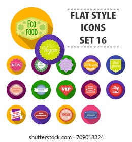 Label set icons in flat style. Big collection label vector symbol stock illustration