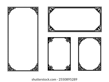 A label set with a Japanese retro vintage design.Transparent background.