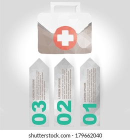Label set with medical infographic steps 