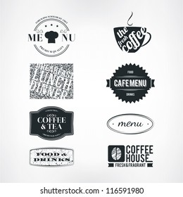 Label set for restaurant and cafe