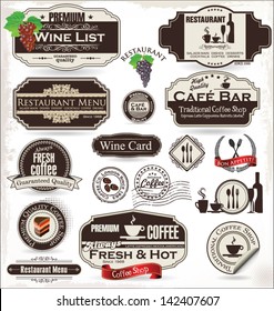 Label set for restaurant and cafe