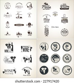 Label set for restaurant and cafe