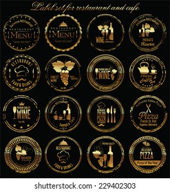 Label set for restaurant and cafe