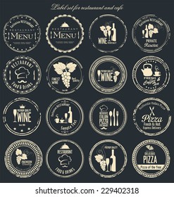 Label set for restaurant and cafe