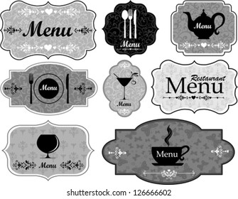 Label set for restaurant and cafe. Vector Illustration