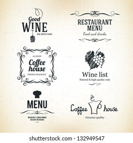 Label set for restaurant menu design