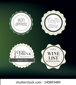 Label set for restaurant menu design. Vector illustration