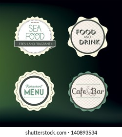 Label set for restaurant menu design. Vector illustration