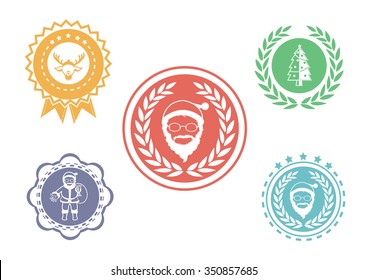 Label set of Santa claus and Christmas Day