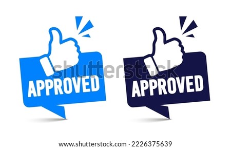 Label Set With Thumbs Up Icon And Text Approved 商業照片 © 