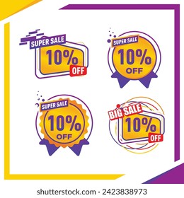 conjunto de etiquetas de la prima del vector oferta especial descuento con un valor diferente 10 por ciento de descuento