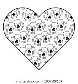label shape heart with beer glass and clover