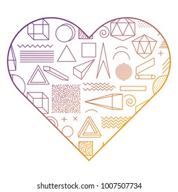 label shape heart different geometric figures