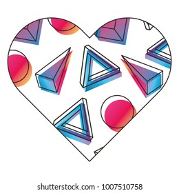 label shape heart different geometric figures