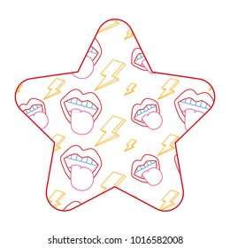 label shape star retro mouth tongue out rock and roll