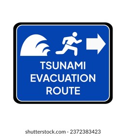 Etiqueta o signo que indica la ruta de evacuación por el terremoto para informar a la gente del camino correcto durante un terremoto