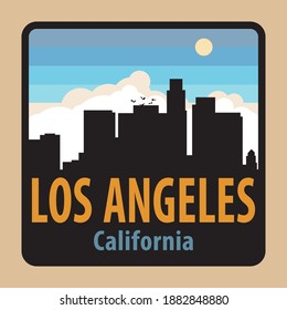 Label or sign with name of Los Angeles, California, USA, vector illustration