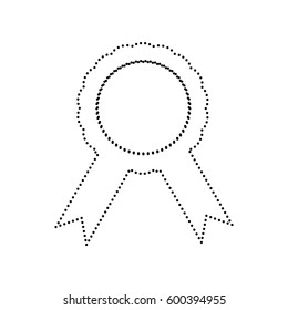 Label sign ribbons. Vector. Black dotted icon on white background. Isolated.