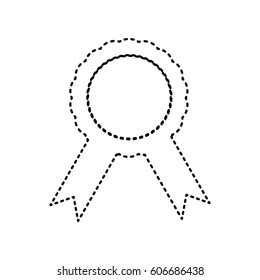 Label sign ribbons. Vector. Black dashed icon on white background. Isolated.