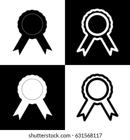 Label sign ribbons. Vector. Black and white icons and line icon on chess board.