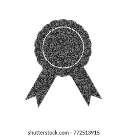 Label sign ribbons. Vector. Black icon from many ovelapping circles with random opacity on white background. Noisy. Isolated.