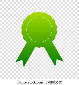 Label sign ribbons. Vector. Green gradient icon on transparent background.