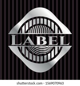 Label silvery badge or emblem. Vector Illustration. Mosaic.