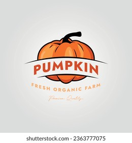 label of simple vintage pumpkin logo vector design illustration with typography