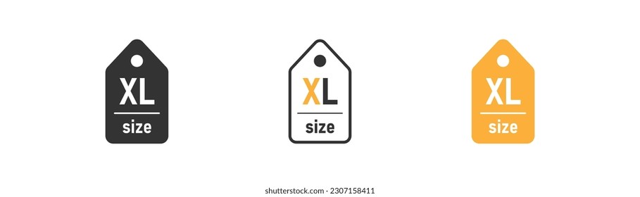 Label size XL icon on light background. Apparel symbol. Measurement standart, extra large t-shirt, cloting tag. Outline, flat and colored style. Flat design. Vector illustration.