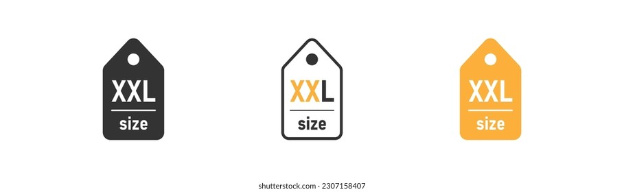 Label size XXL icon on light background. Clothes symbol. Measurement standart, shopping, laundry. Outline, flat and colored style. Flat design. Vector illustration.