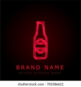 Label soft drink Bottle red chromium metallic logo
