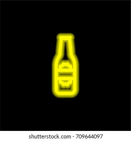 Label soft drink Bottle yellow glowing neon ui ux icon. Glowing sign logo vector