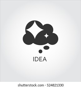 Label solution, idea. Star and cloud. Simple black icon. Logo drawn in flat style. Black shape pictograph for your design needs. Vector contour silhouette on white background.