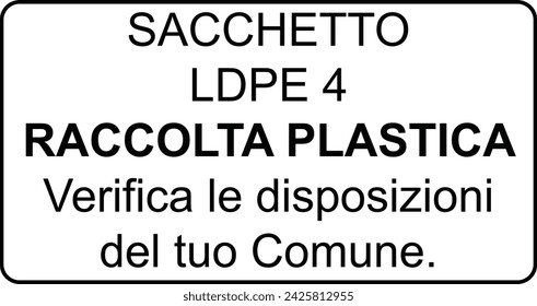 Label for the sorting and recycling of poly-bags and plastic packaging in Italy - EPR Example