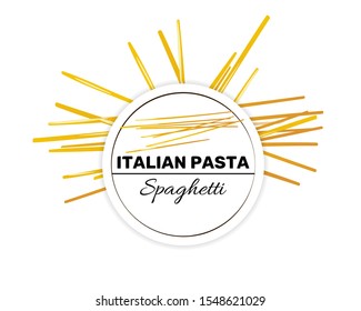 Label of spaghetti, italian long and thin pasta. Template for package design, vector illustration isolated on white