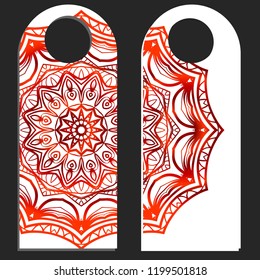 Label with special mandala design. Vector illustration. For hotel, sale. price tag
