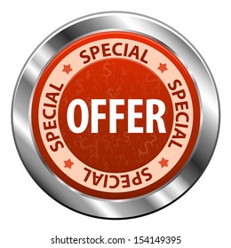 Label Special offer metal icon isolated on white background. Vector illustration
