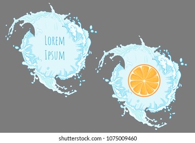 Label spinning splash and orange or text in the middle