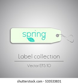 Label spring green color hanging tag collection illustration on gray background