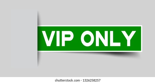 Label square green sticker in word vip only that insert under gray background (vector)