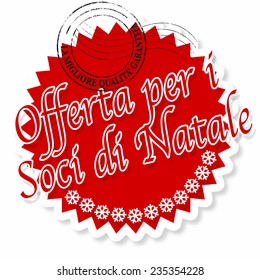 label stamp with italian text offerta per i soci di natale on vector illustration